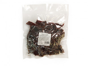 Ресторанные гренки с перцем чили: Оленина вяленая (строганина)